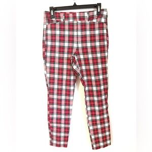 Old Navy Red and Black Plaid Pixie Skinny Pants
